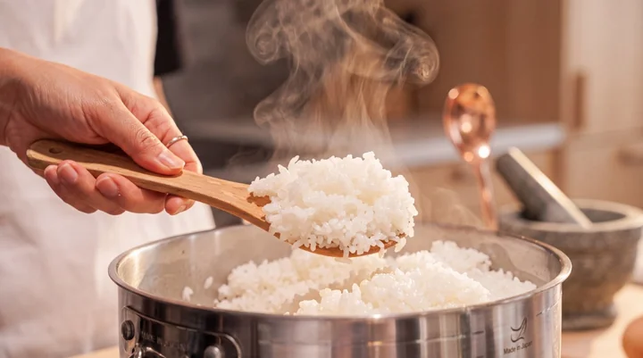 Hạt cơm dẻo thơm chuẩn Nhật được nấu mới bốc khói ấm lành tại RiceGO